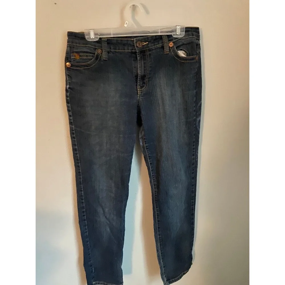 Jeanstar Lowrise Y2K Bleached Blue Dark Denim Jeans 12 Indie Sleaze 90s Ethereal